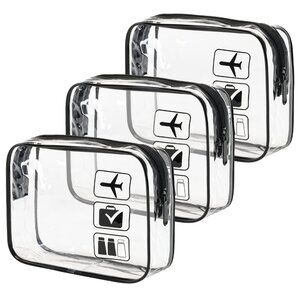 TSA Approved Toiletry Bag, 3 Pcs Clear Toiletries Bags Quart Size Travel Makeup